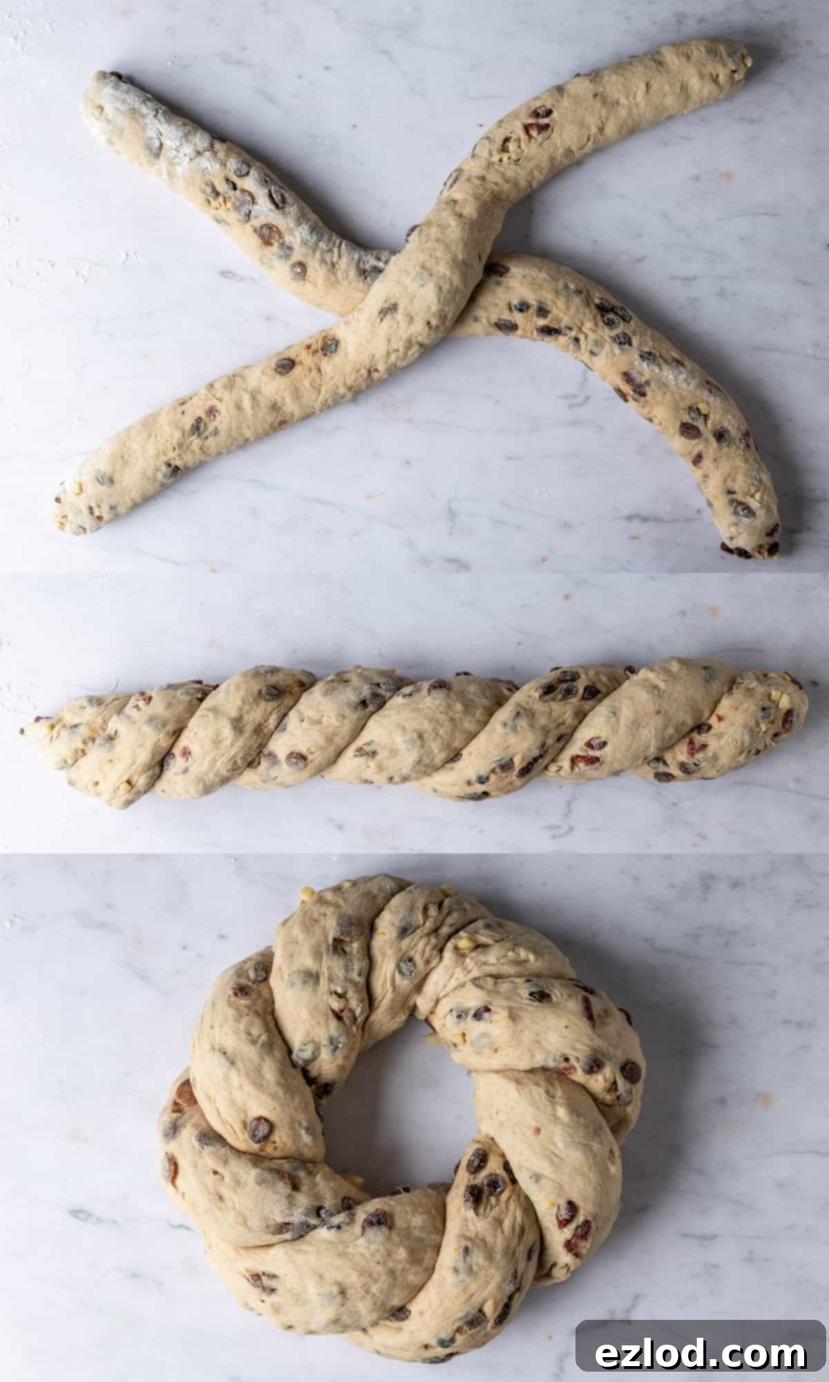 Step 6 - shaping the stollen wreath.