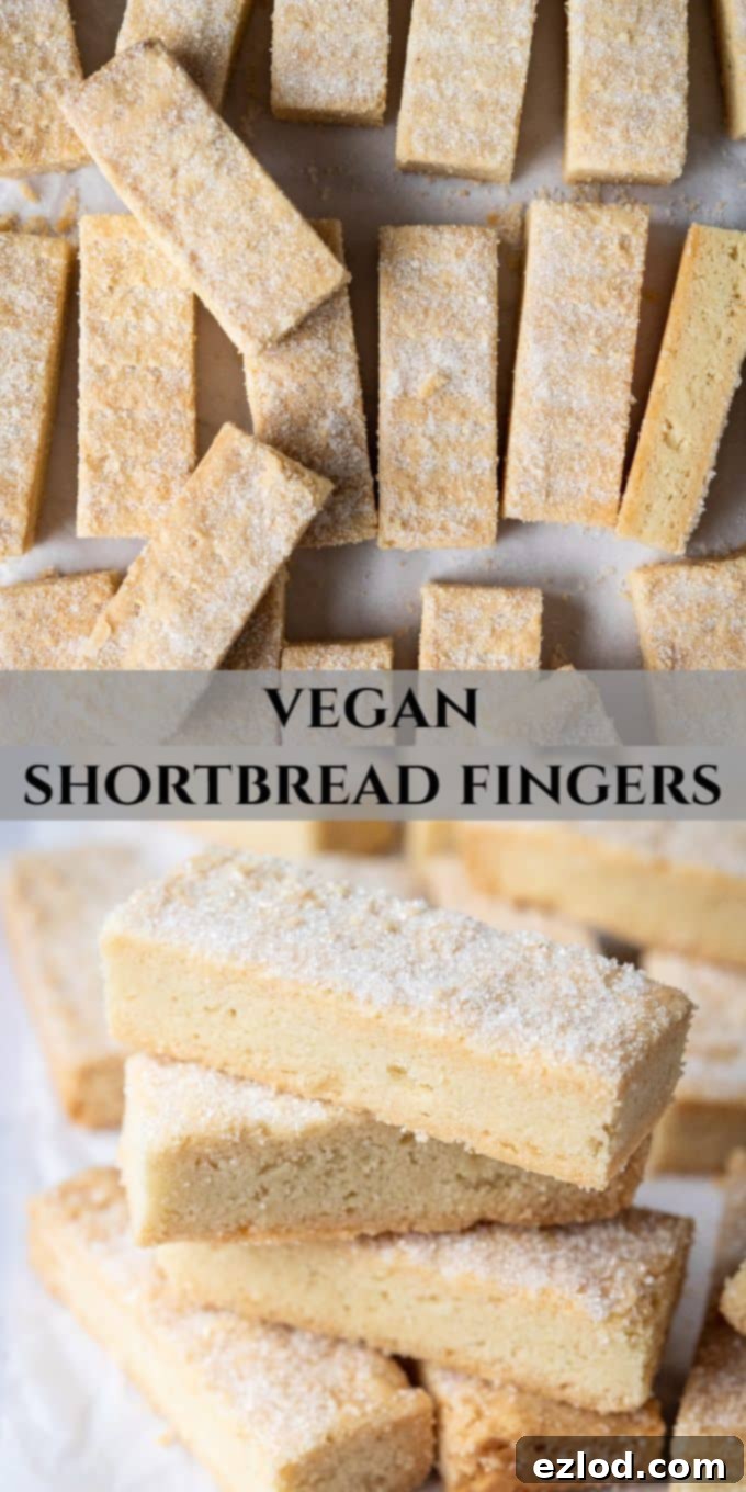 A striking Pinterest-optimized image featuring delicious vegan shortbread fingers, perfect for sharing on social media.