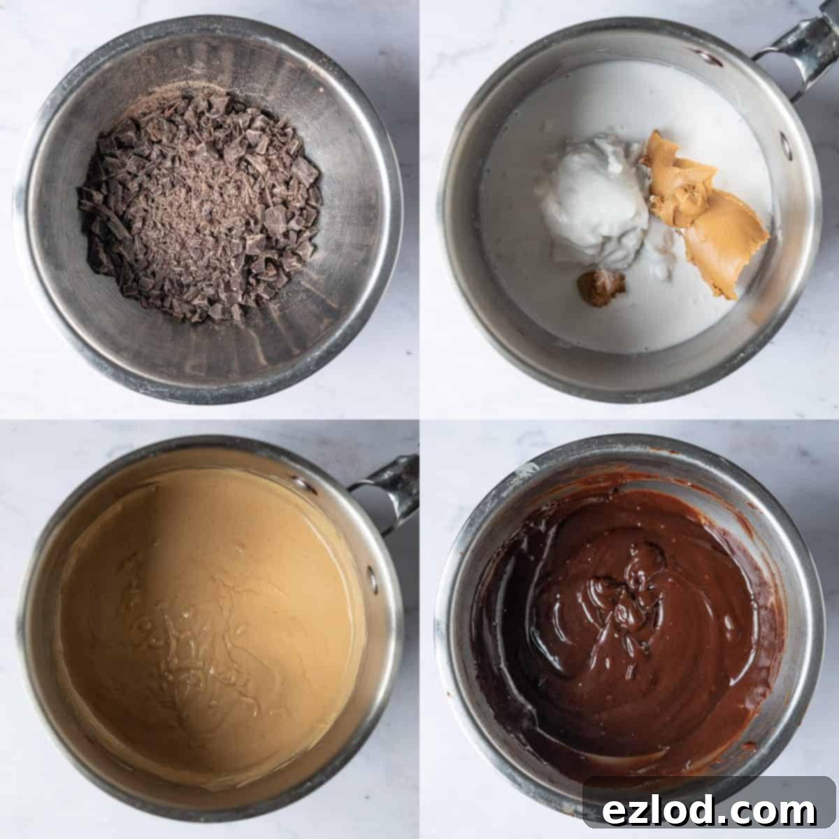Step 4 - a four image collage of making the ganache.