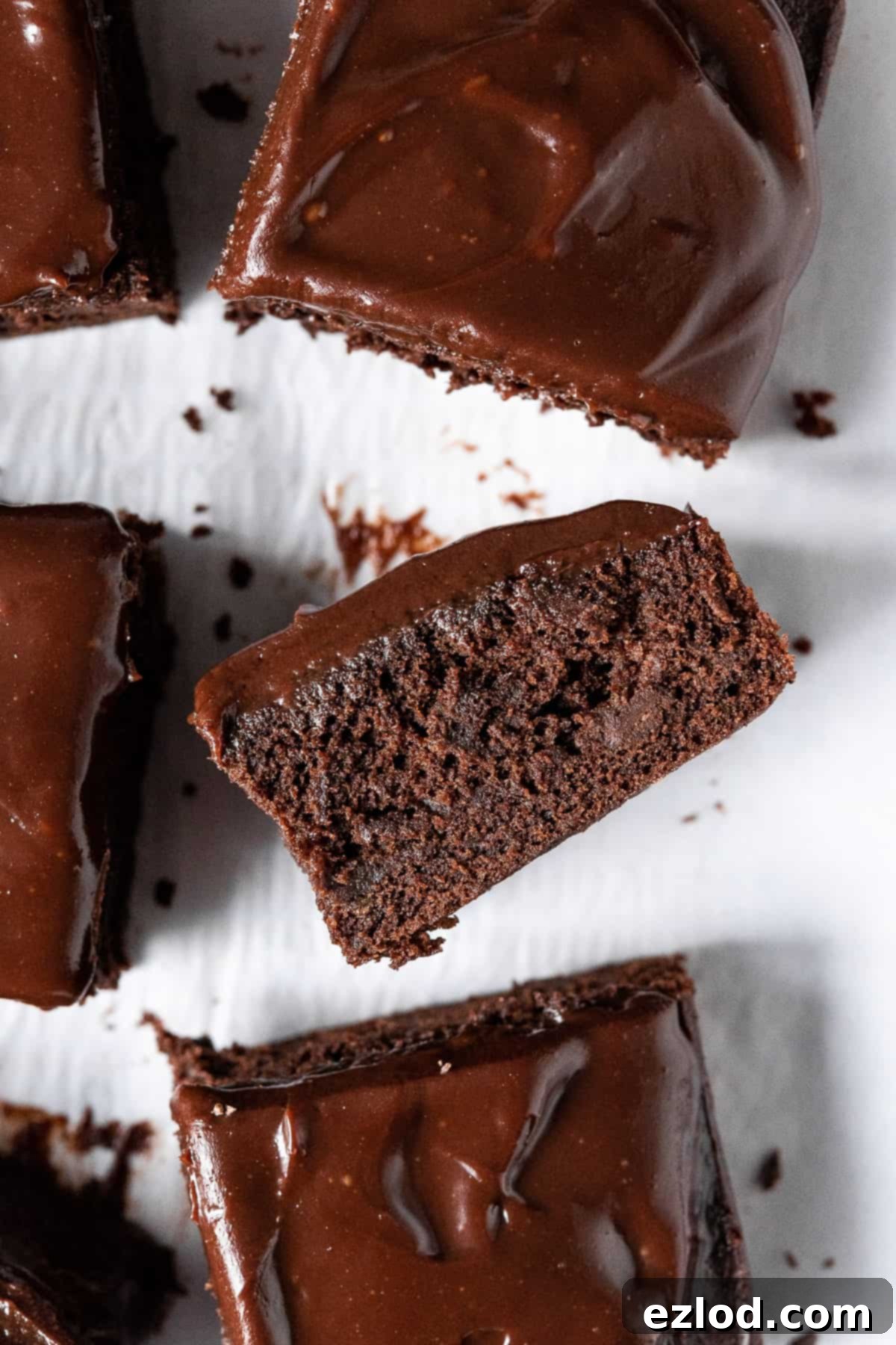Close up of a piece of chocolate banana cake.