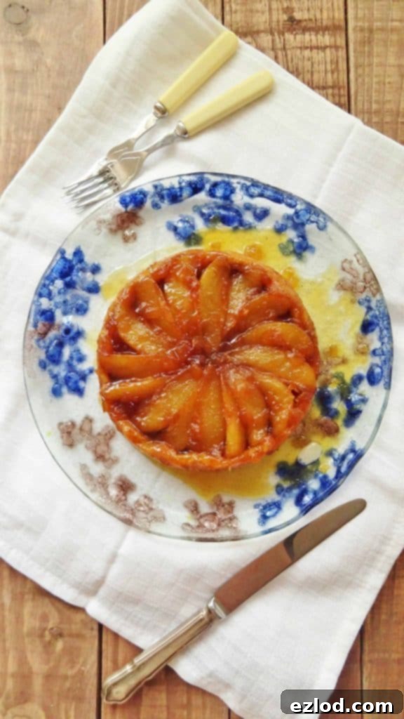 Pear and Ginger Tarte Tatin, golden brown and glistening