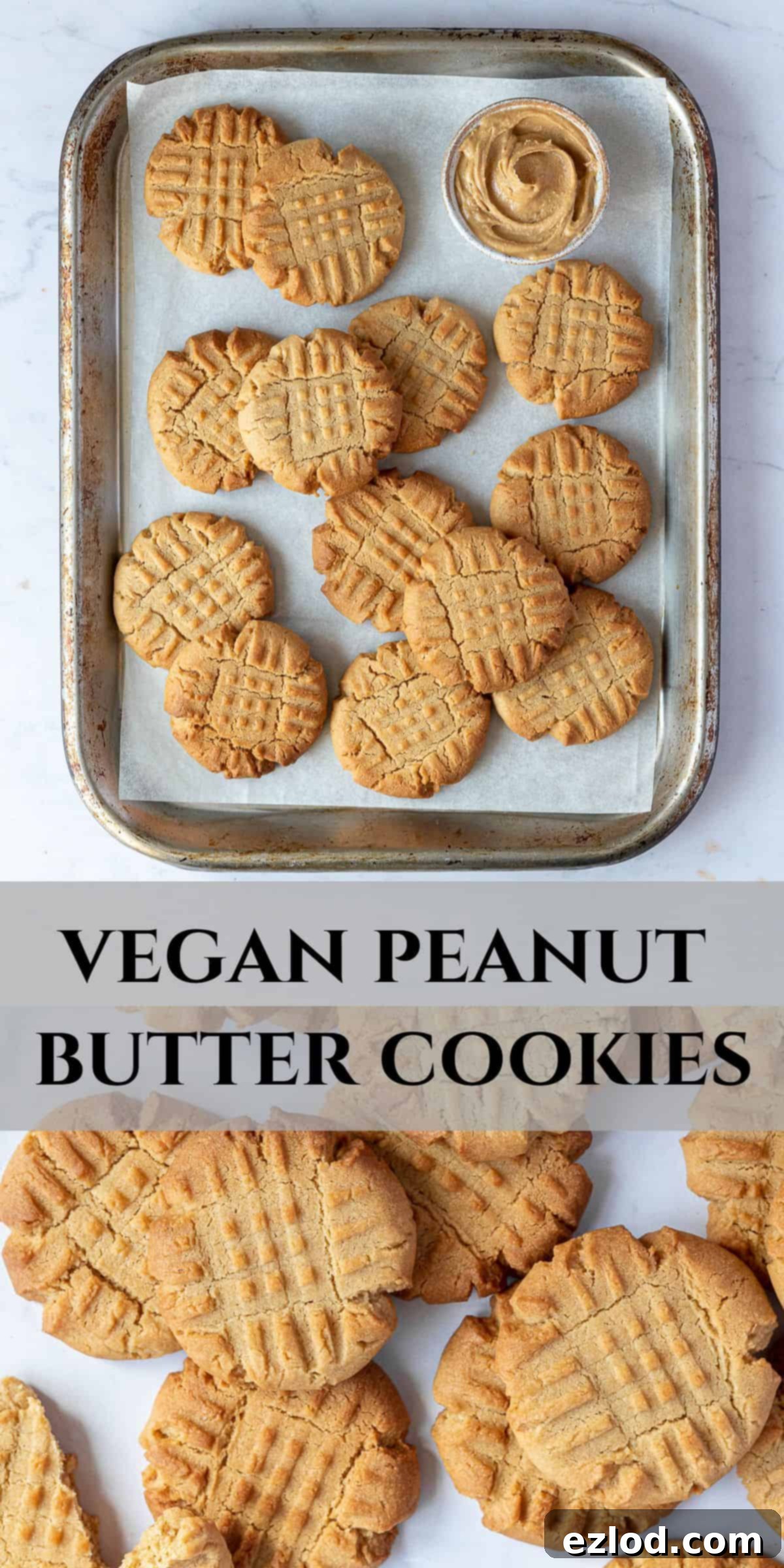 A vibrant Pinterest collage showcasing various images of vegan peanut butter cookies, perfect for social media sharing.