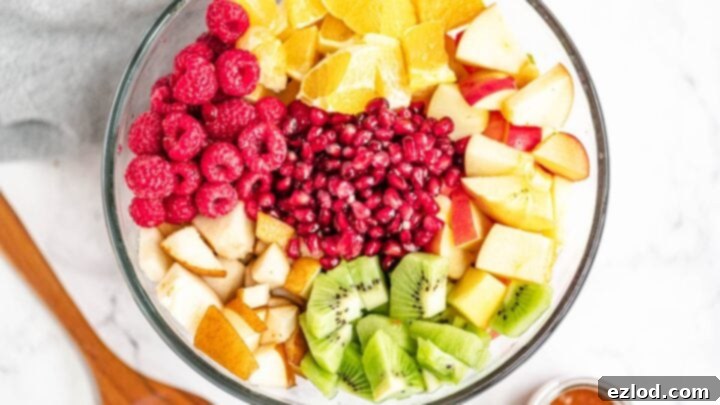 A colorful and refreshing Winter Fruit Salad.