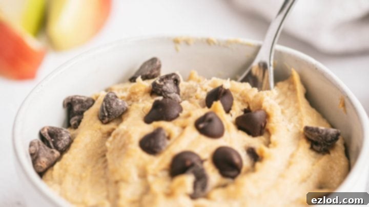 A bowl of Healthy Edible Cookie Dough, ready for dipping.