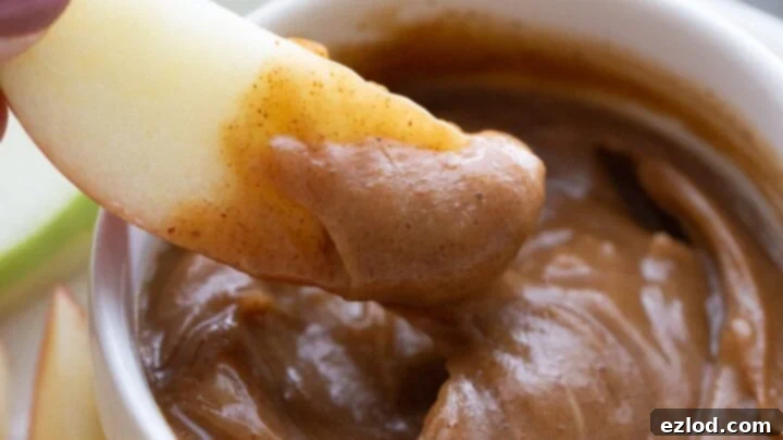 Caramel Apple Dip with sliced apples, resembling caramel apple nachos.