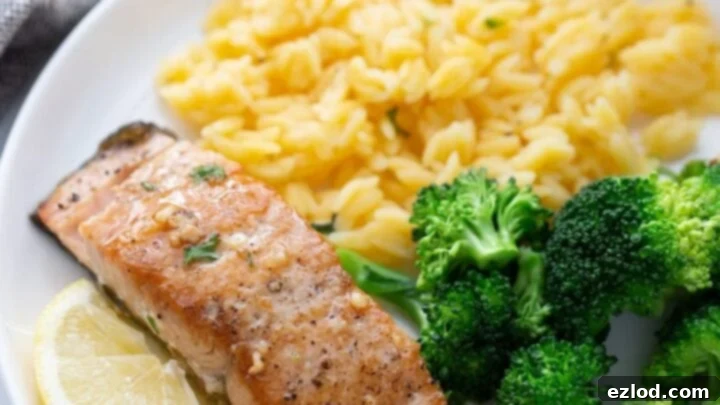Flaky, perfectly Pan Seared Salmon with crispy skin.