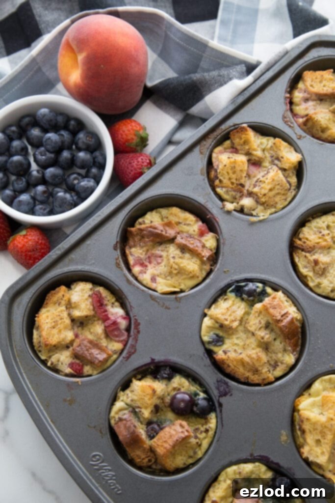 Healthy French Toast Casserole Cups baked in a muffin tin - perfect for weight watchers and the 21 day fix