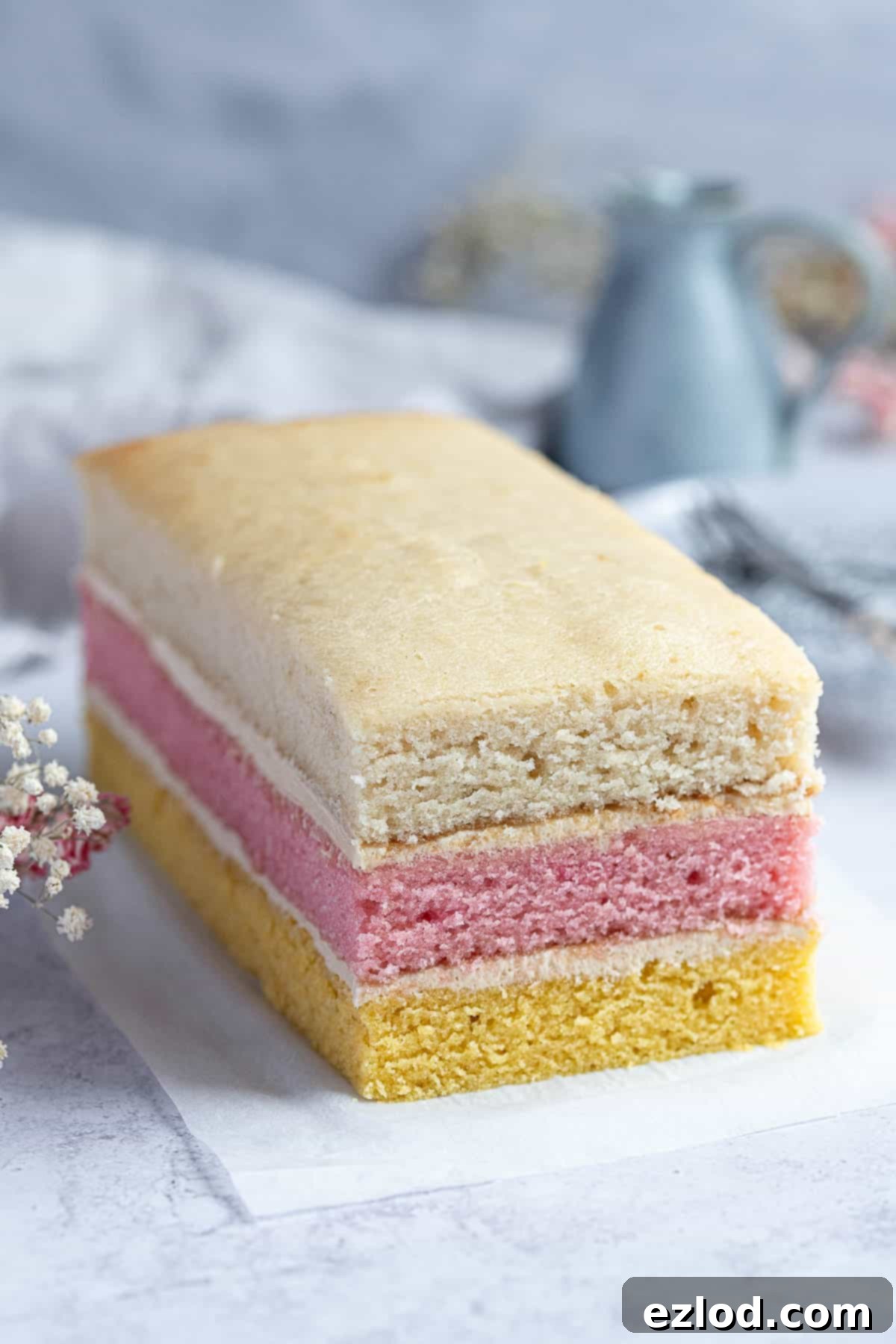 The assembled angel cake.