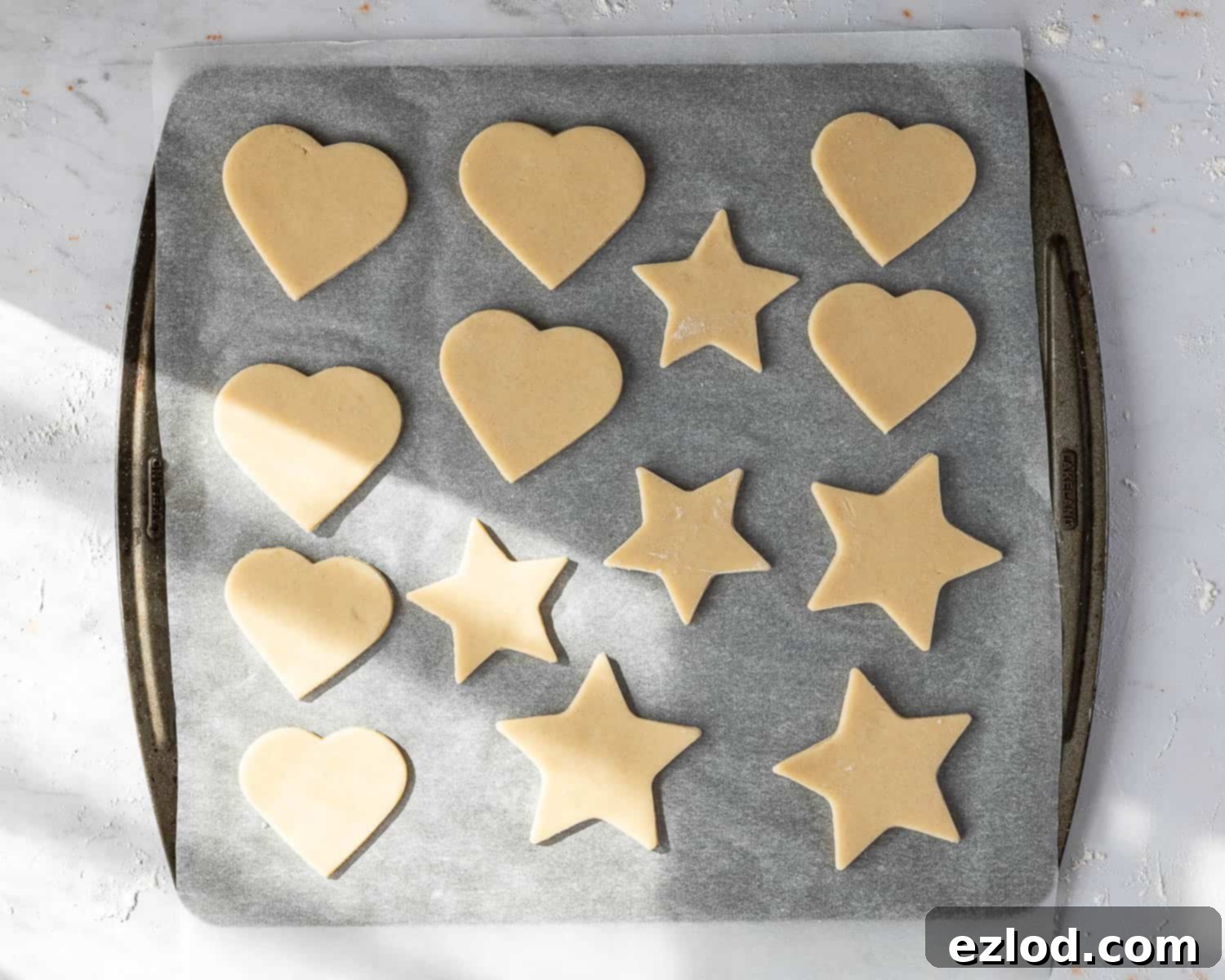 Step 6, the unbaked cookies on the baking tray.