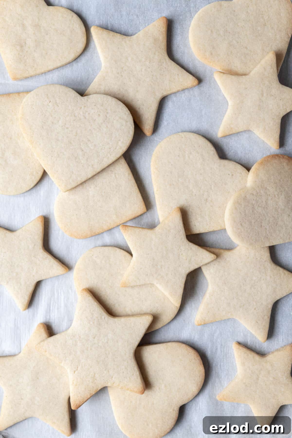 Close up of vegan vanilla sugar cookies.