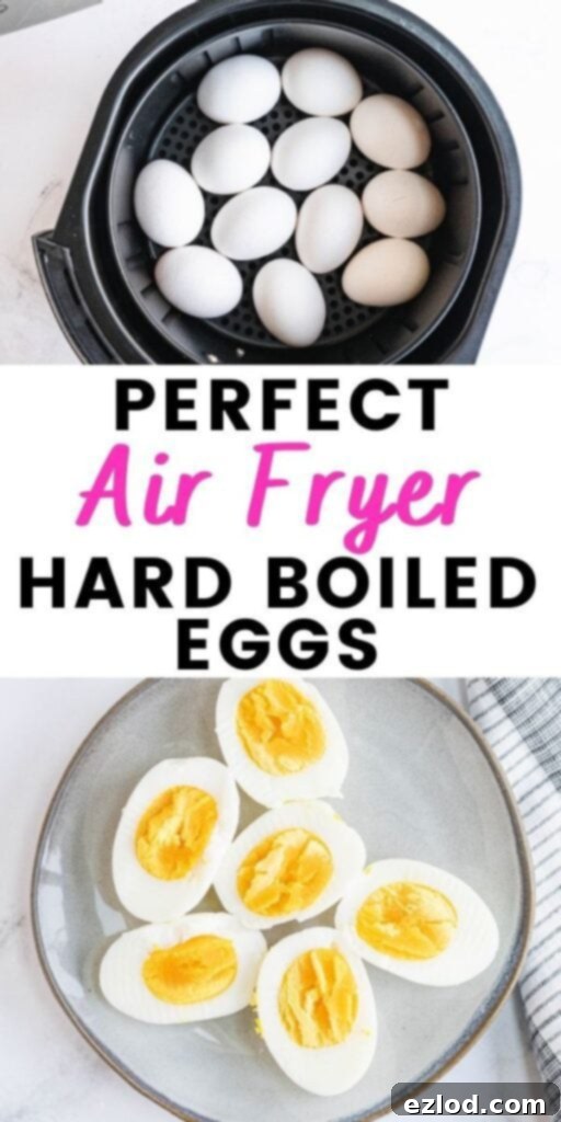Photo Collage with text overlay Perfect Air Fryer Hard Boiled Eggs