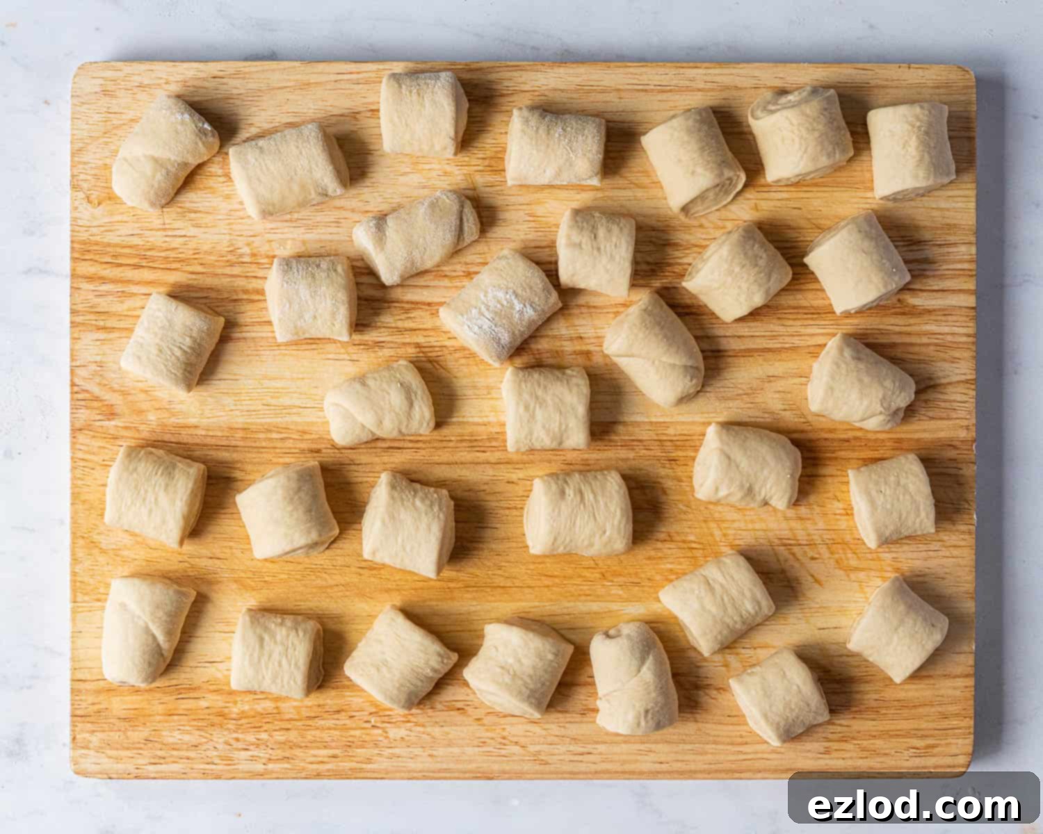 Step 6, letting the bites rest on a board.
