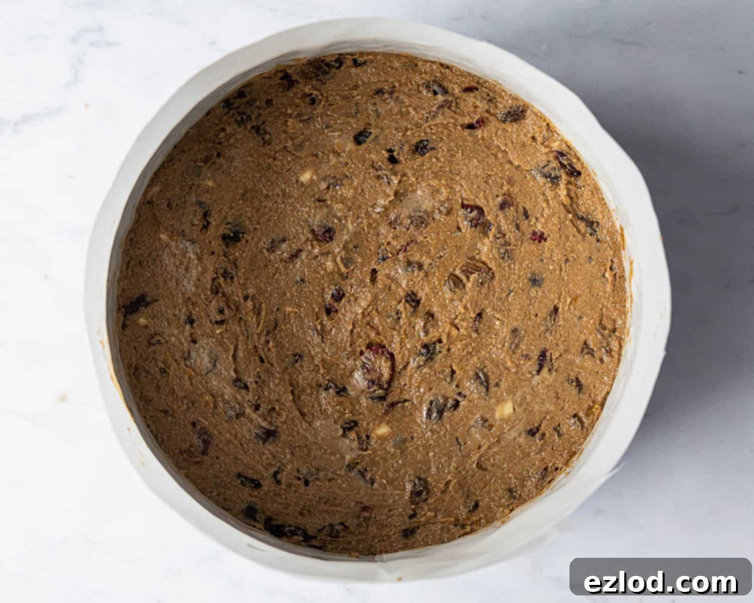 Step 6: The smooth, prepared cake batter settled into the baking tin, ready for the oven.