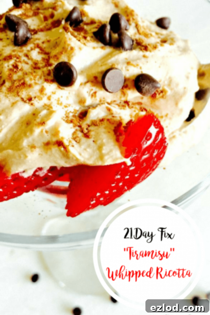 The ultimate healthy Tiramisu alternative: 21 Day Fix approved whipped ricotta with Cafe Latte Shakeology, garnished beautifully for a delightful, guilt-free treat.