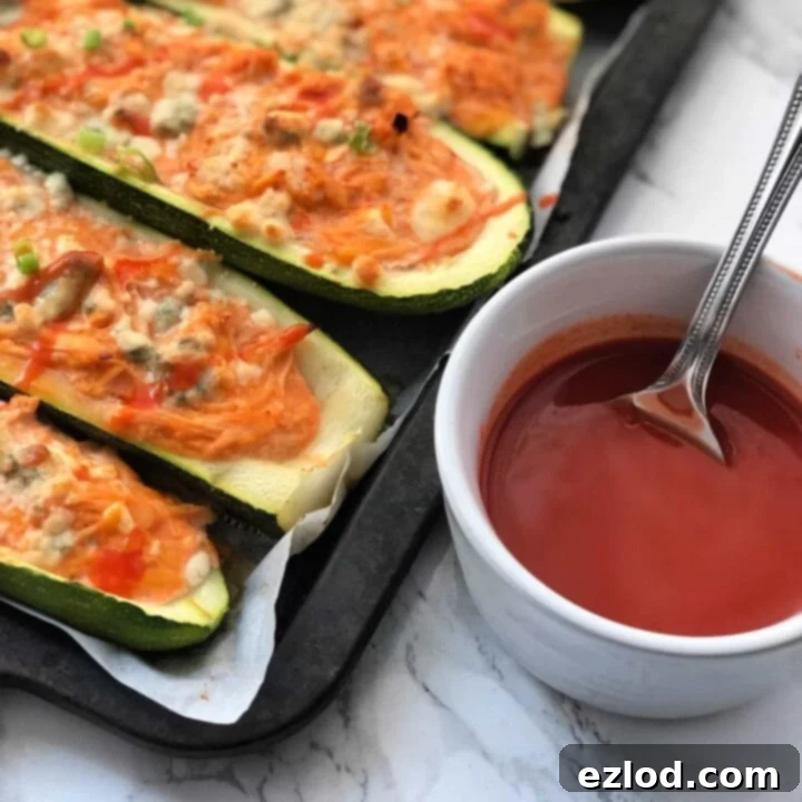 Buffalo Chicken Zucchini Boats