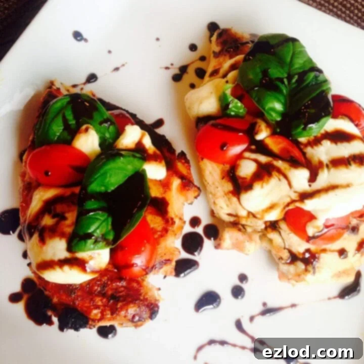 Easy Caprese Chicken with side salad or favorite veggie