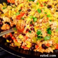 One Skillet Burrito Bowl with Ground Turkey