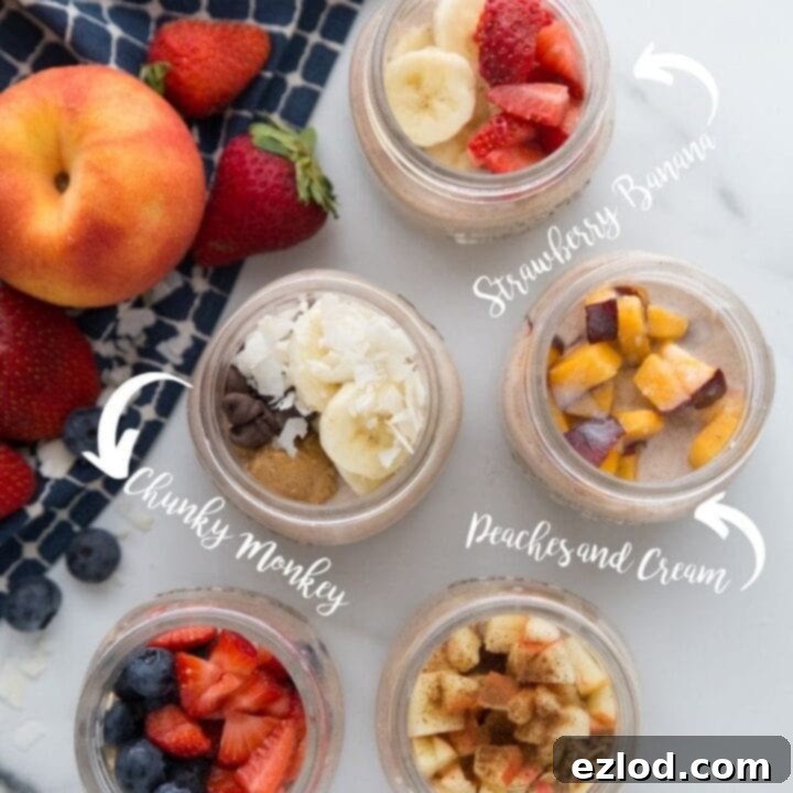 Apple Cinnamon Overnight Oats in a jar, topped with diced apples and a sprinkle of cinnamon.