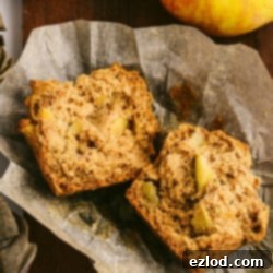 A perfectly baked, healthy apple muffin.