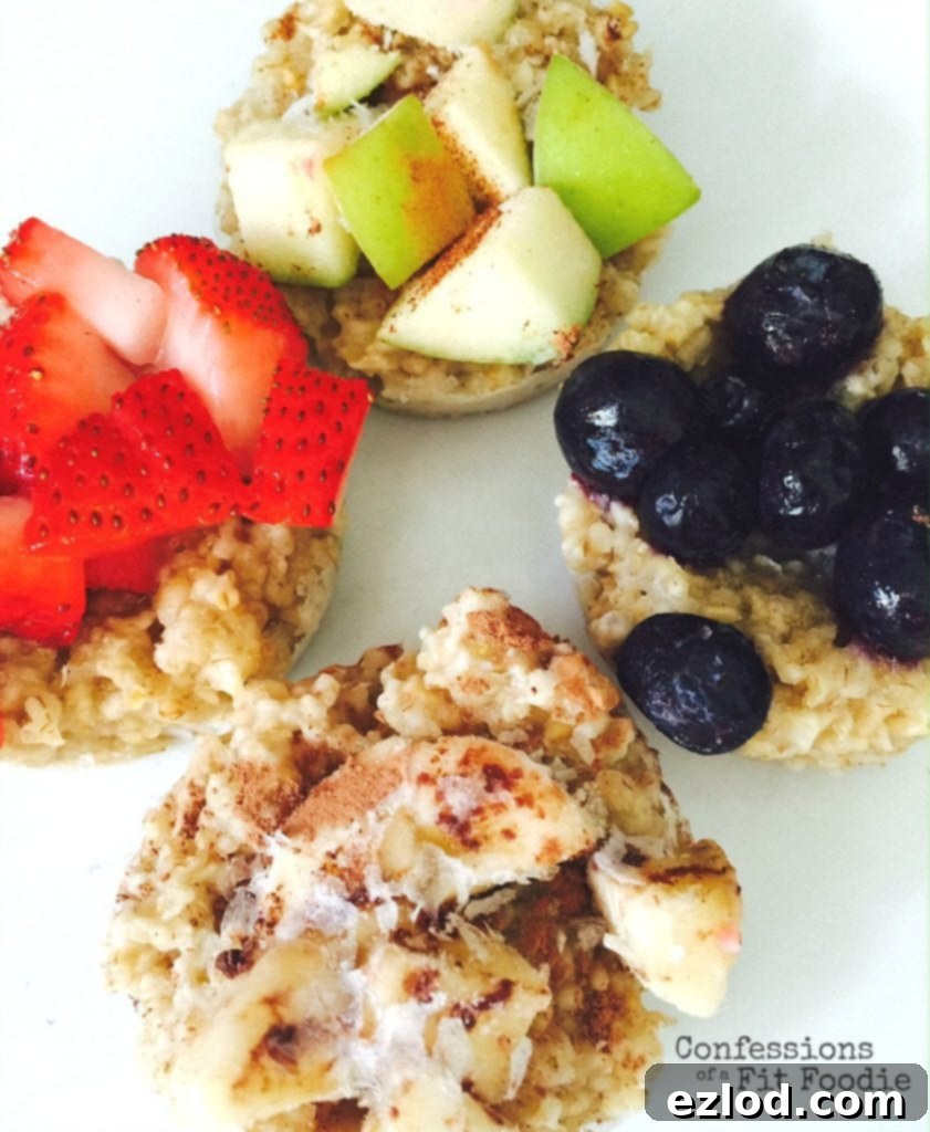 Customizable freezer steel cut oats with various toppings