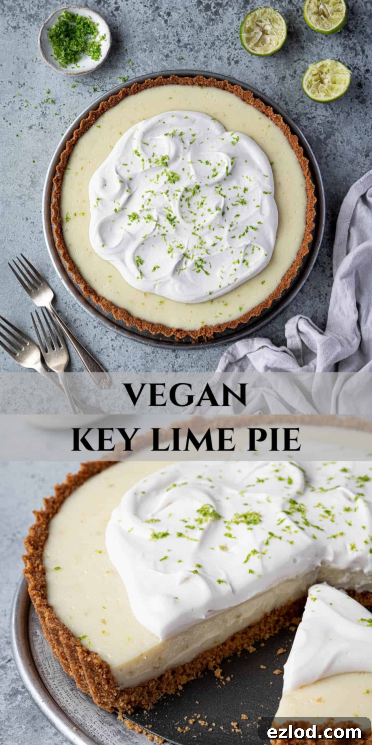 Tangy Vegan Key Lime Pie 14 Pinterest collage image.