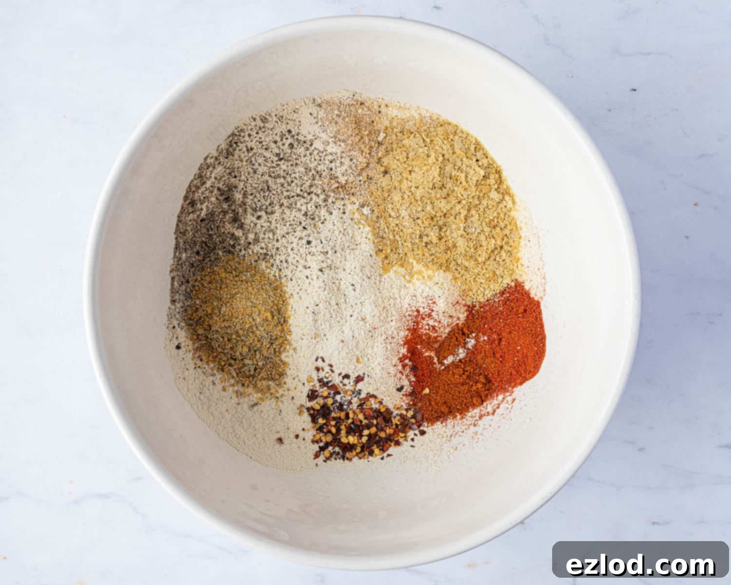 Step 1, the dry ingredients in a bowl.