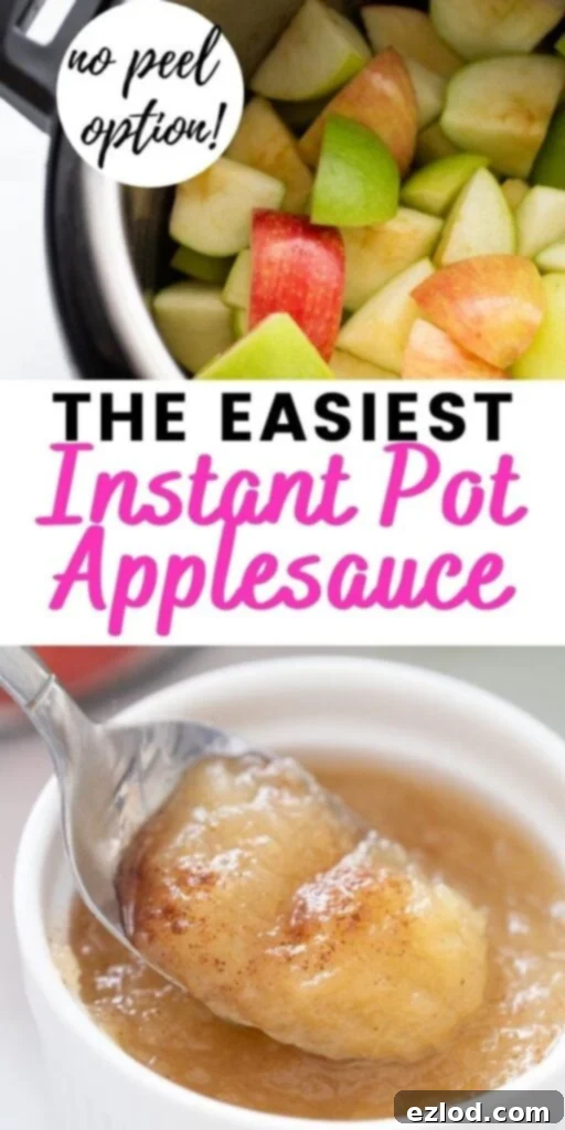 A pinterest image with text overlay - Instant Pot Applesauce 