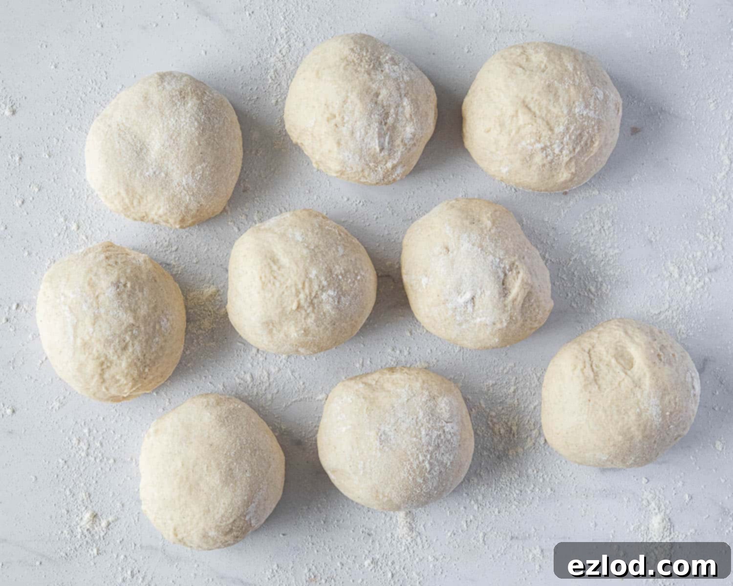 Step 4, the dough divided into balls.