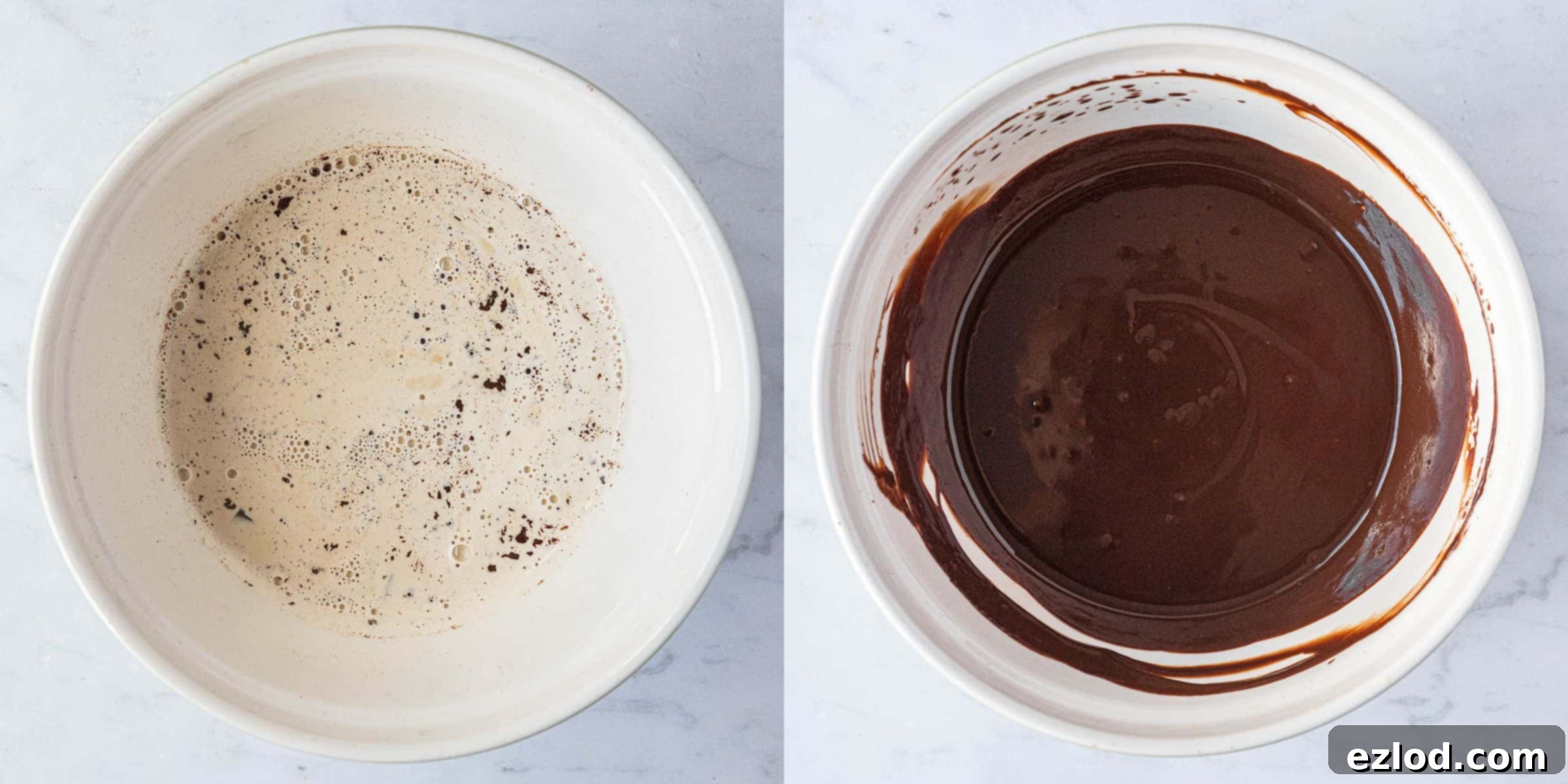 Step 4, a two image collage of making the ganache.
