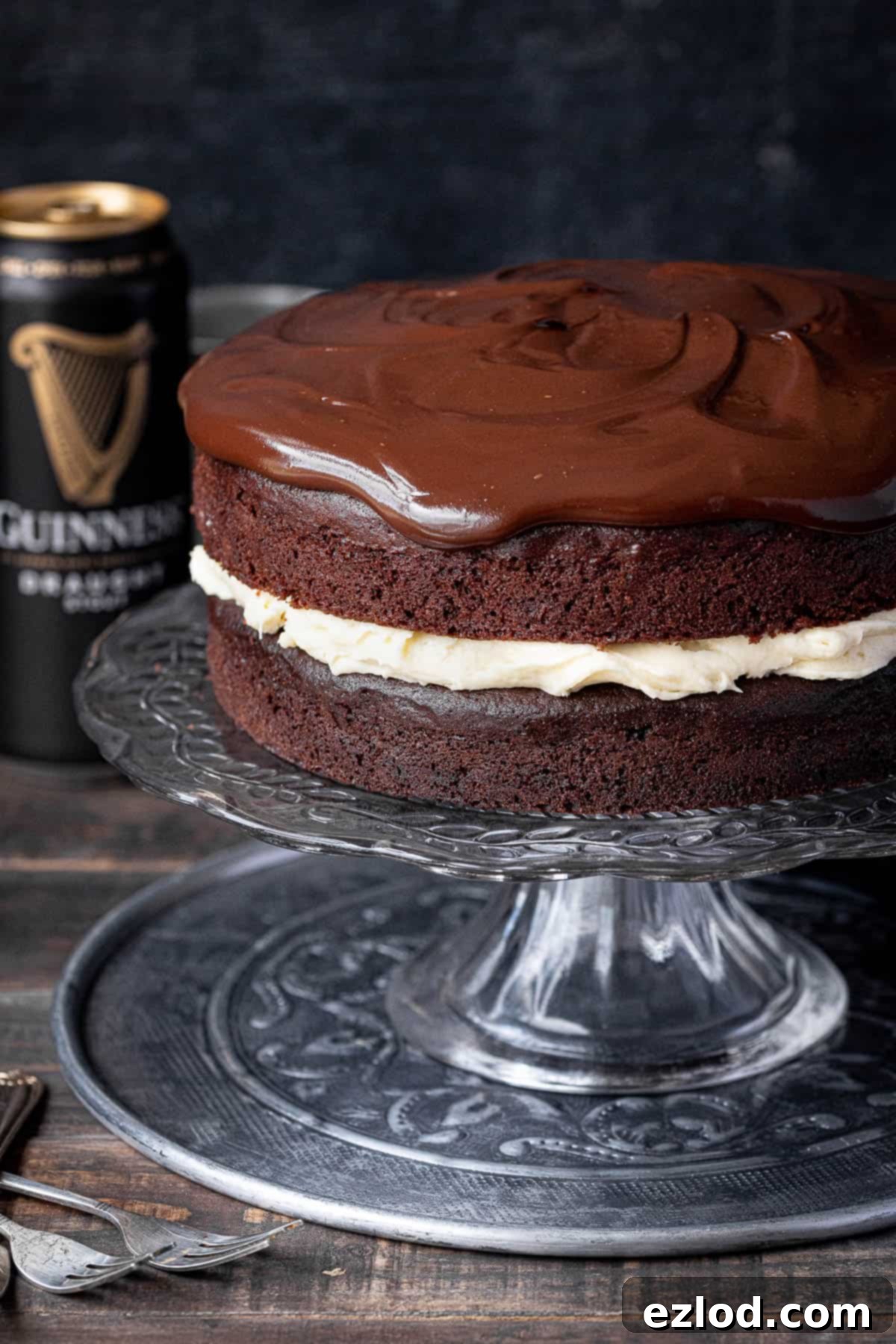 Close up of the guinness cake.