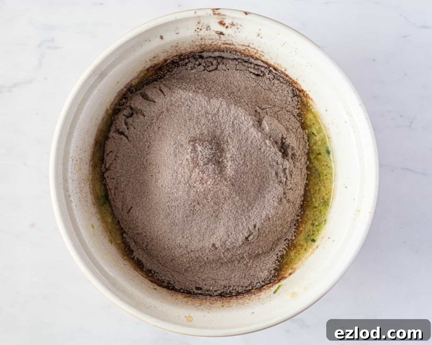 Step 2, adding the dry ingredients.
