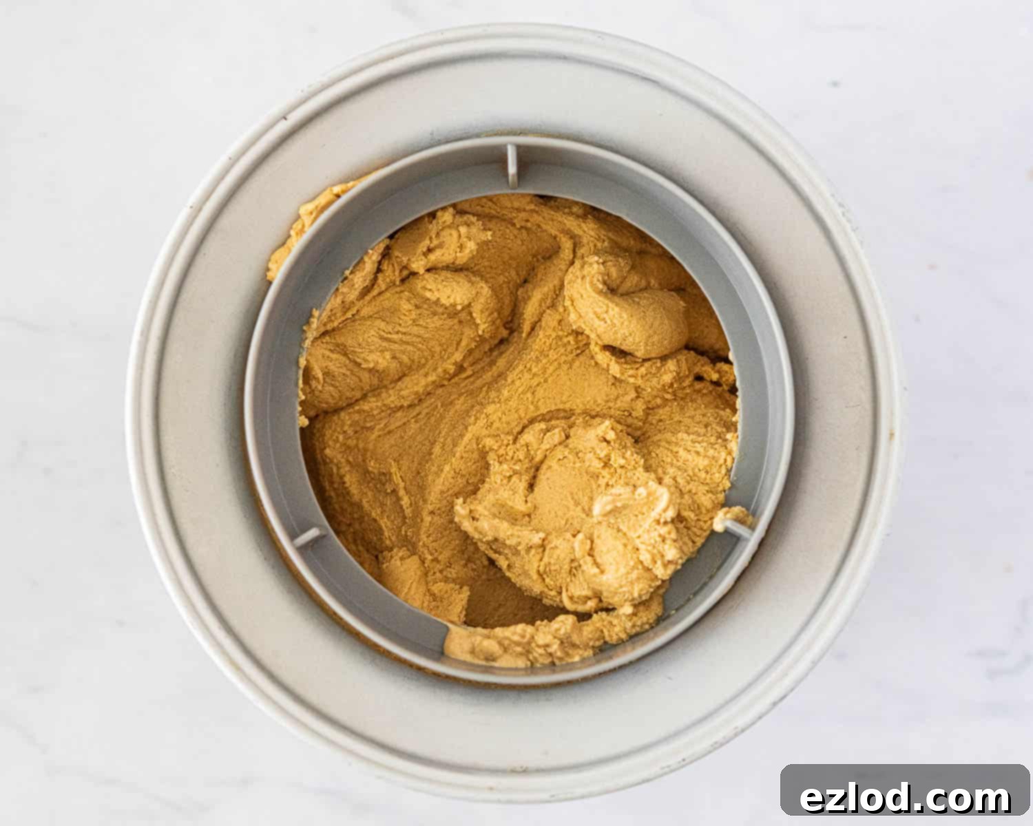 Step 4, the churned ice cream in an ice cream maker.