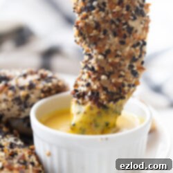 Crispy Air Fryer Chicken Tenders with Everything Bagel Seasoning & Maple Mustard Sauce