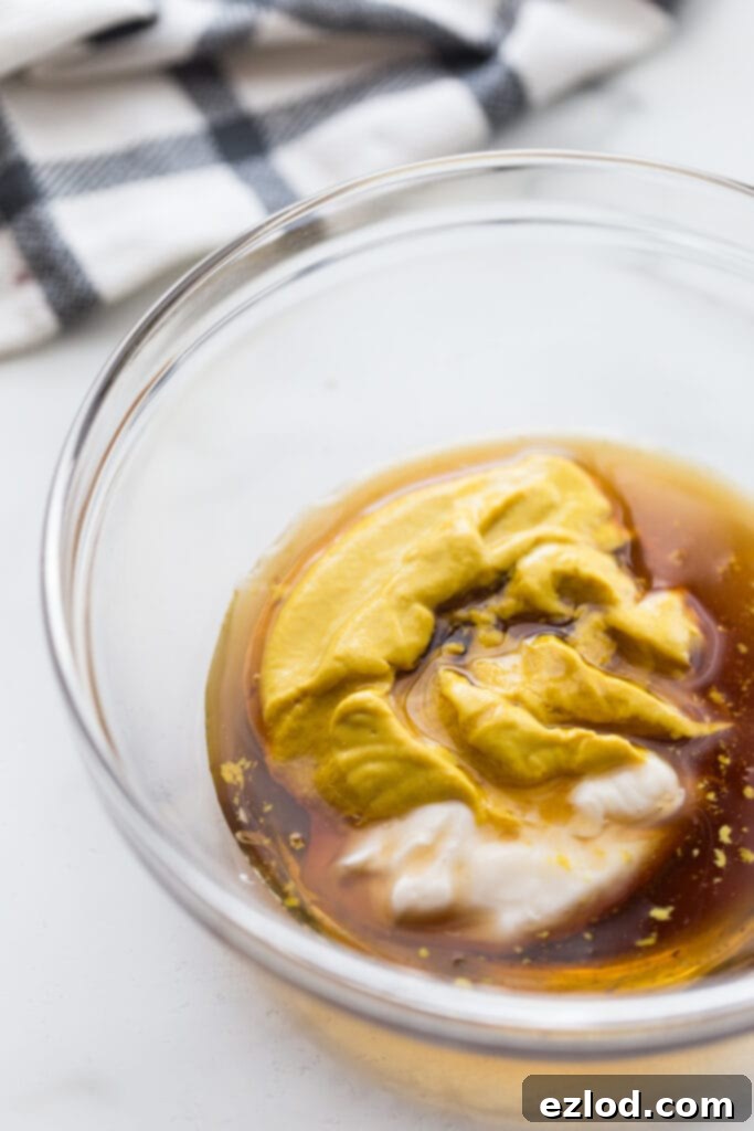 Step 4: Mixing maple mustard sauce ingredients.