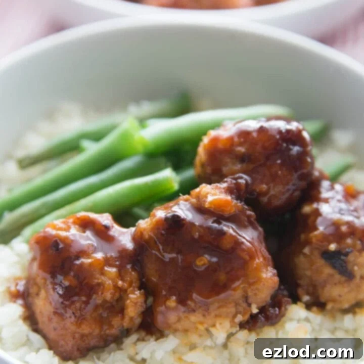 Delicious Asian Chicken Meatballs with a savory glaze