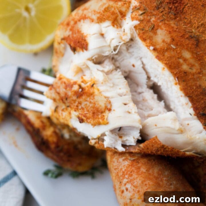 Perfectly cooked Spice Rubbed Whole Chicken