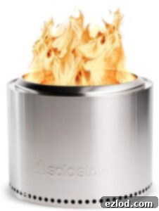 Solo Stove fire pit creating a smokeless flame outdoors