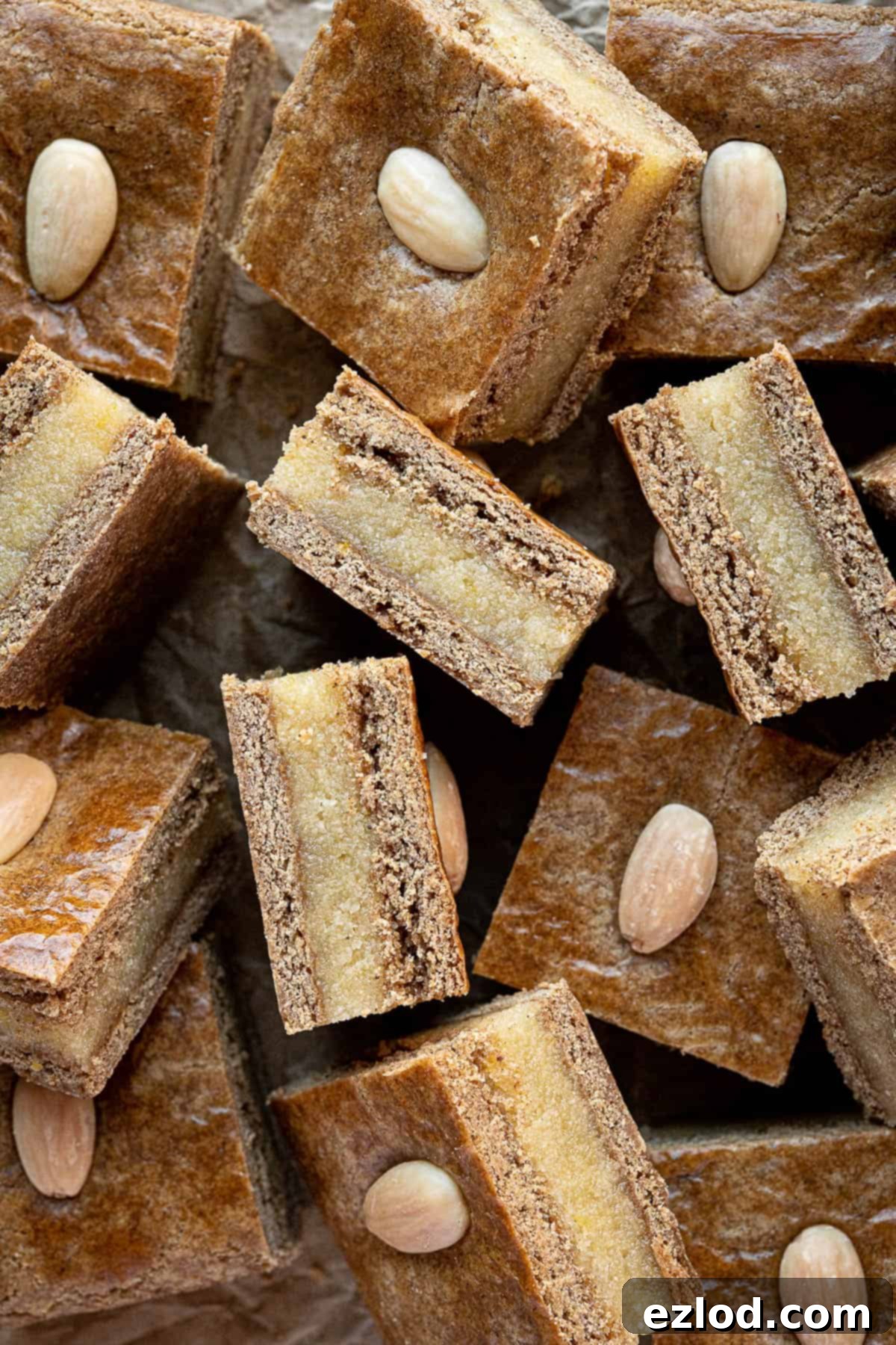 Close up of vegan gevulde speculaas squares.