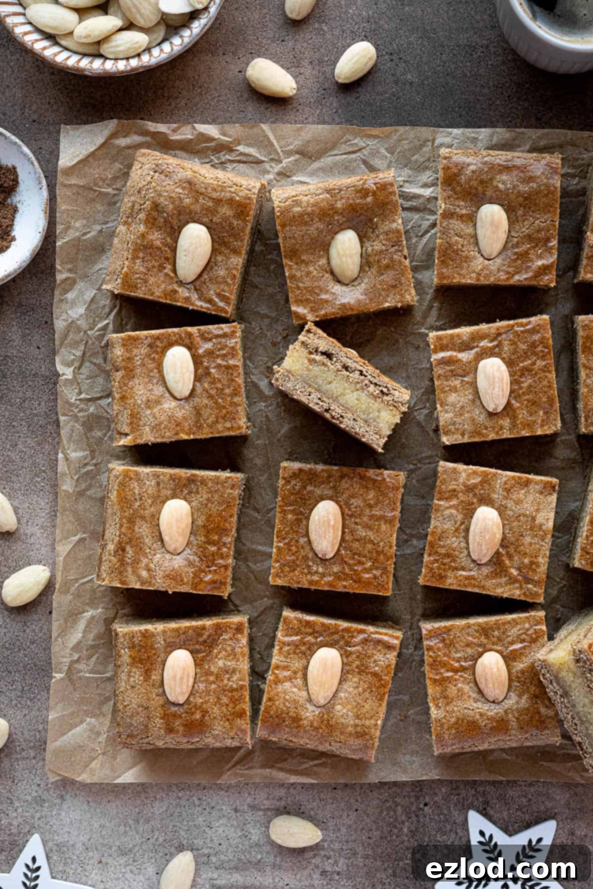 Squares of vegan gevulde speculaas.