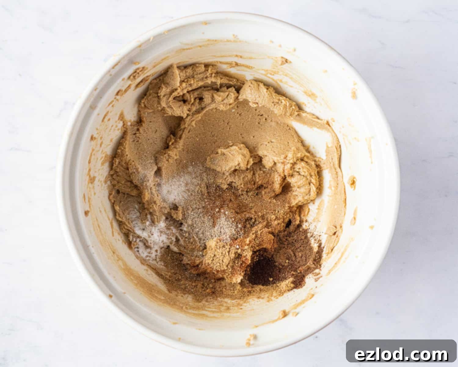 Step 1, the whisked butter and sugar with the spices added.