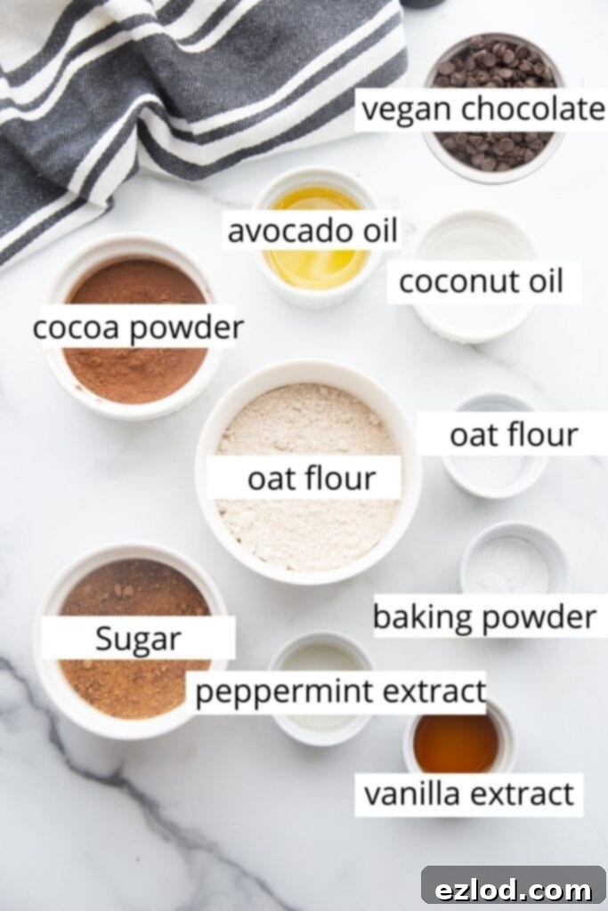 The ingredients for a homemade, copycat thin mint cookie