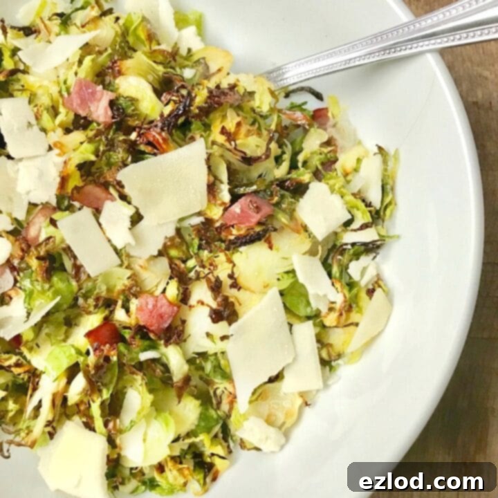Crispy Shaved Brussels Sprouts with Bacon