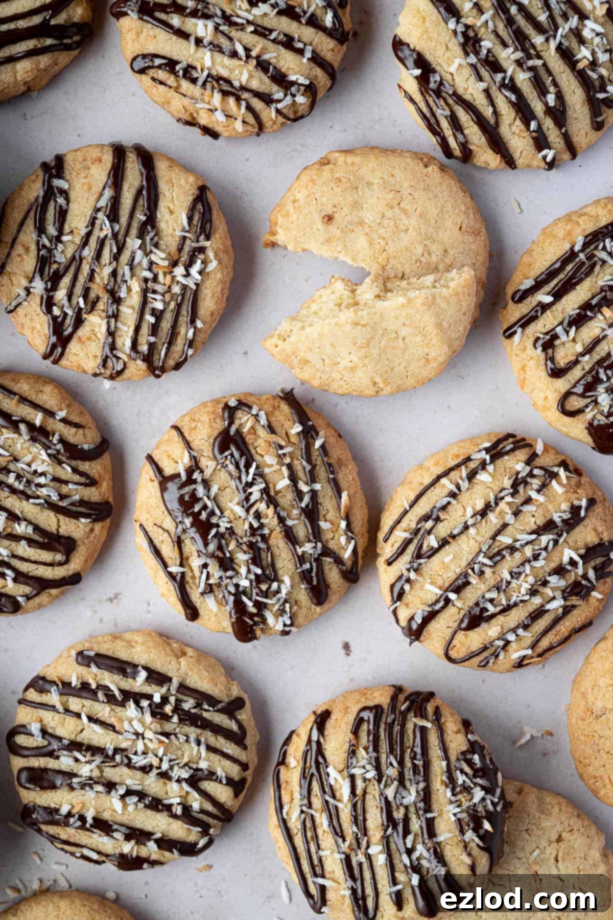 Close up of vegan coconut cookies.