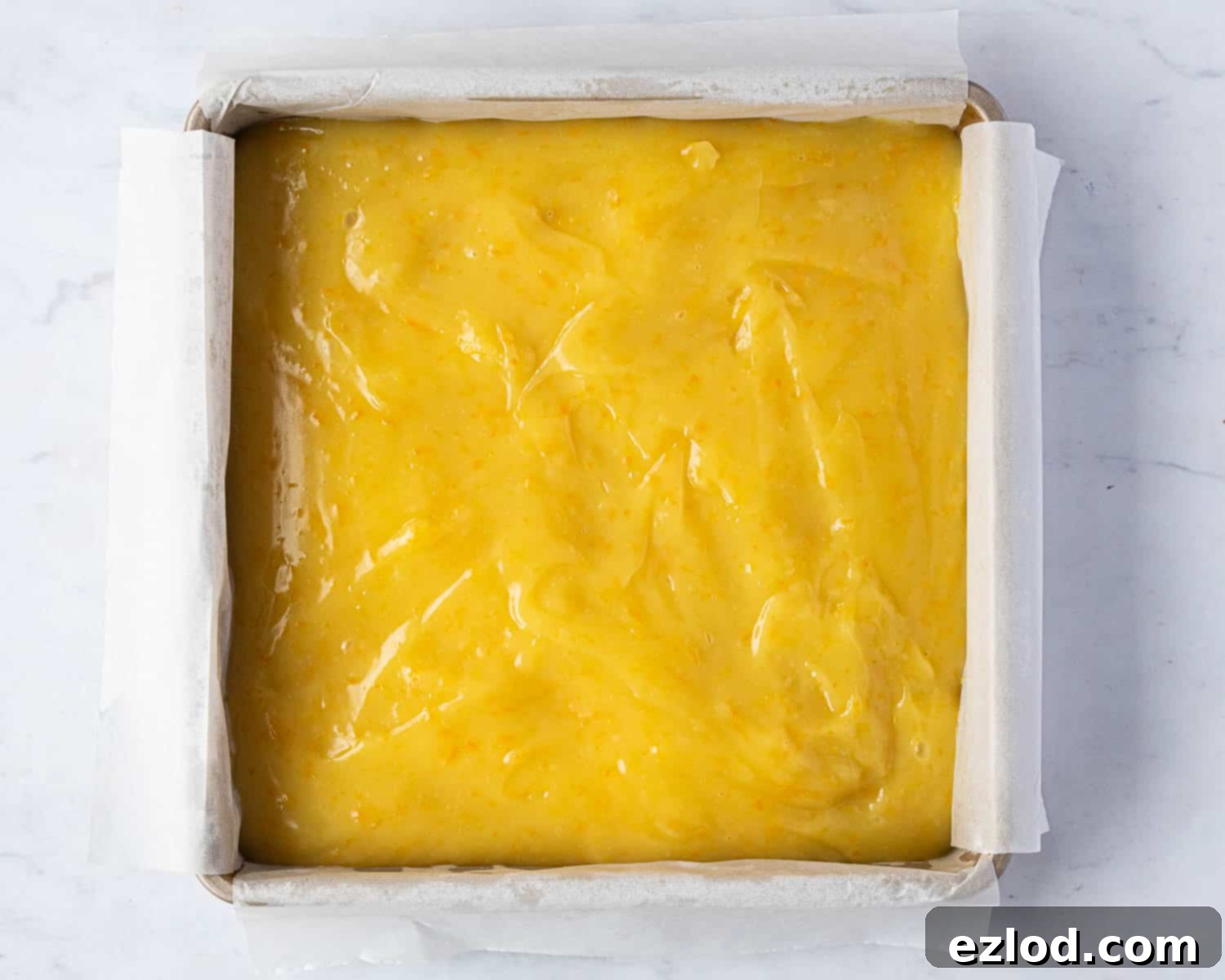 Step 5, the cake topped with the curd.