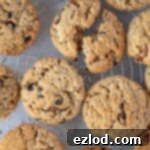 Close up of peanut butter oatmeal cookies.