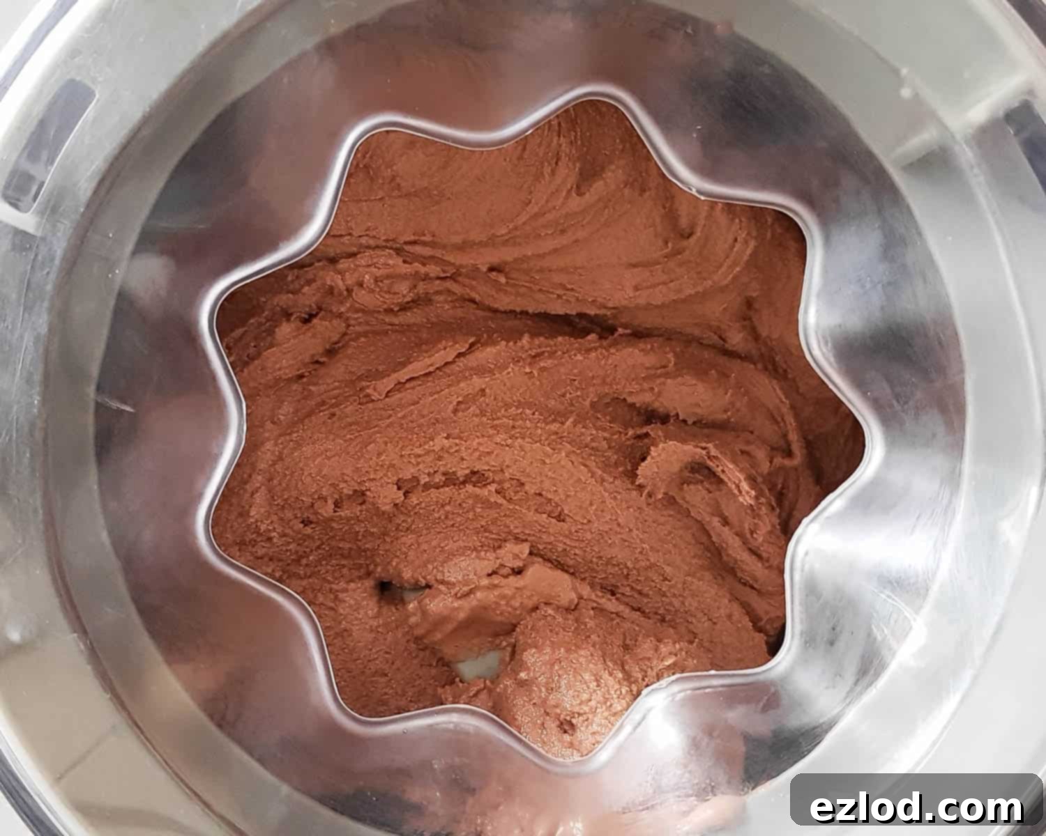 Step 4, the ice cream in the ice cream maker.