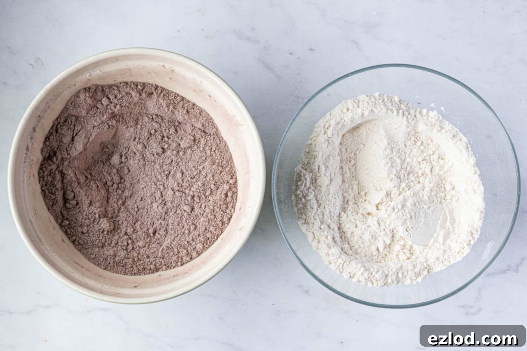 Step 1, the dry ingredients in bowls.