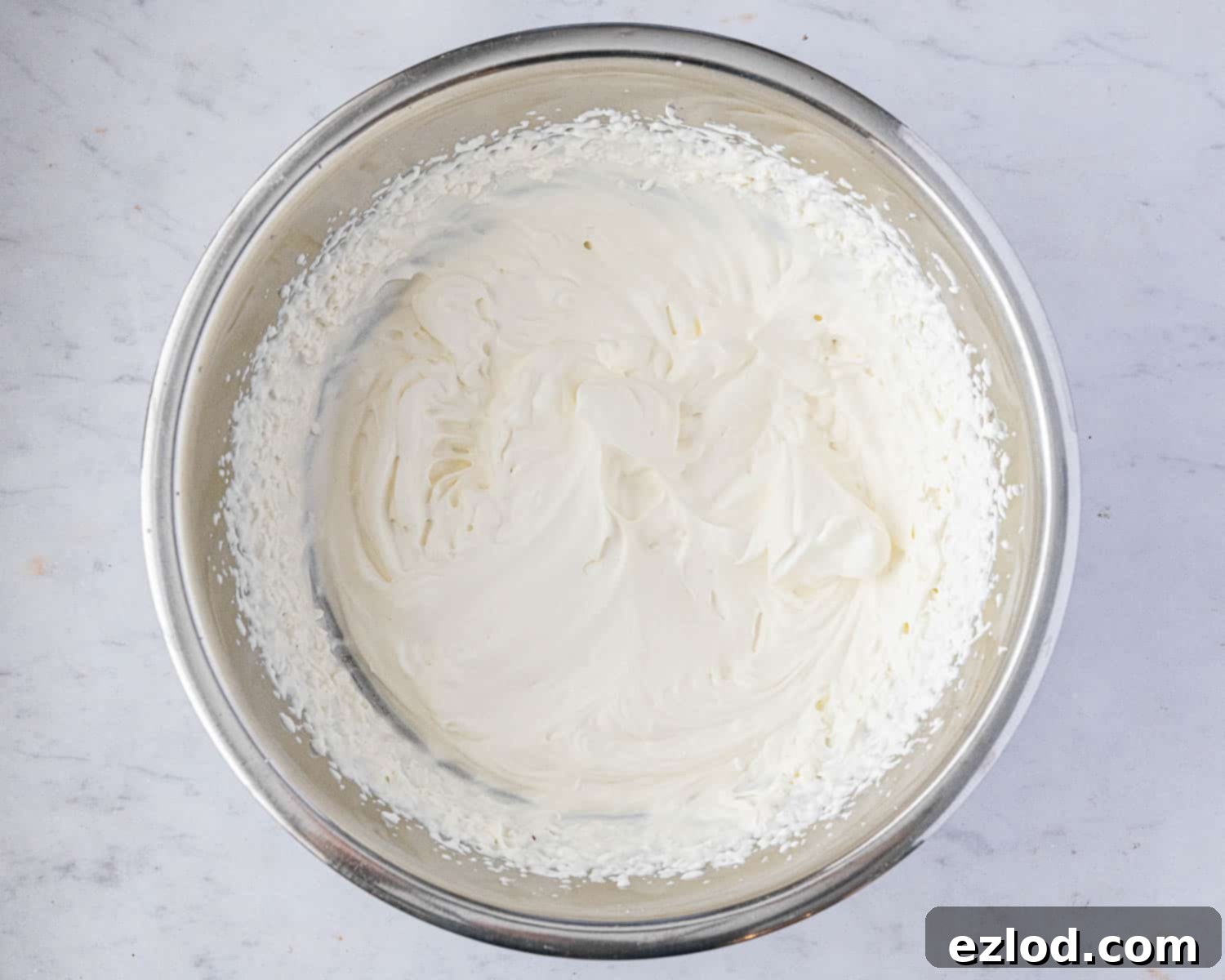 Step 1, the whipped cream in a bowl.