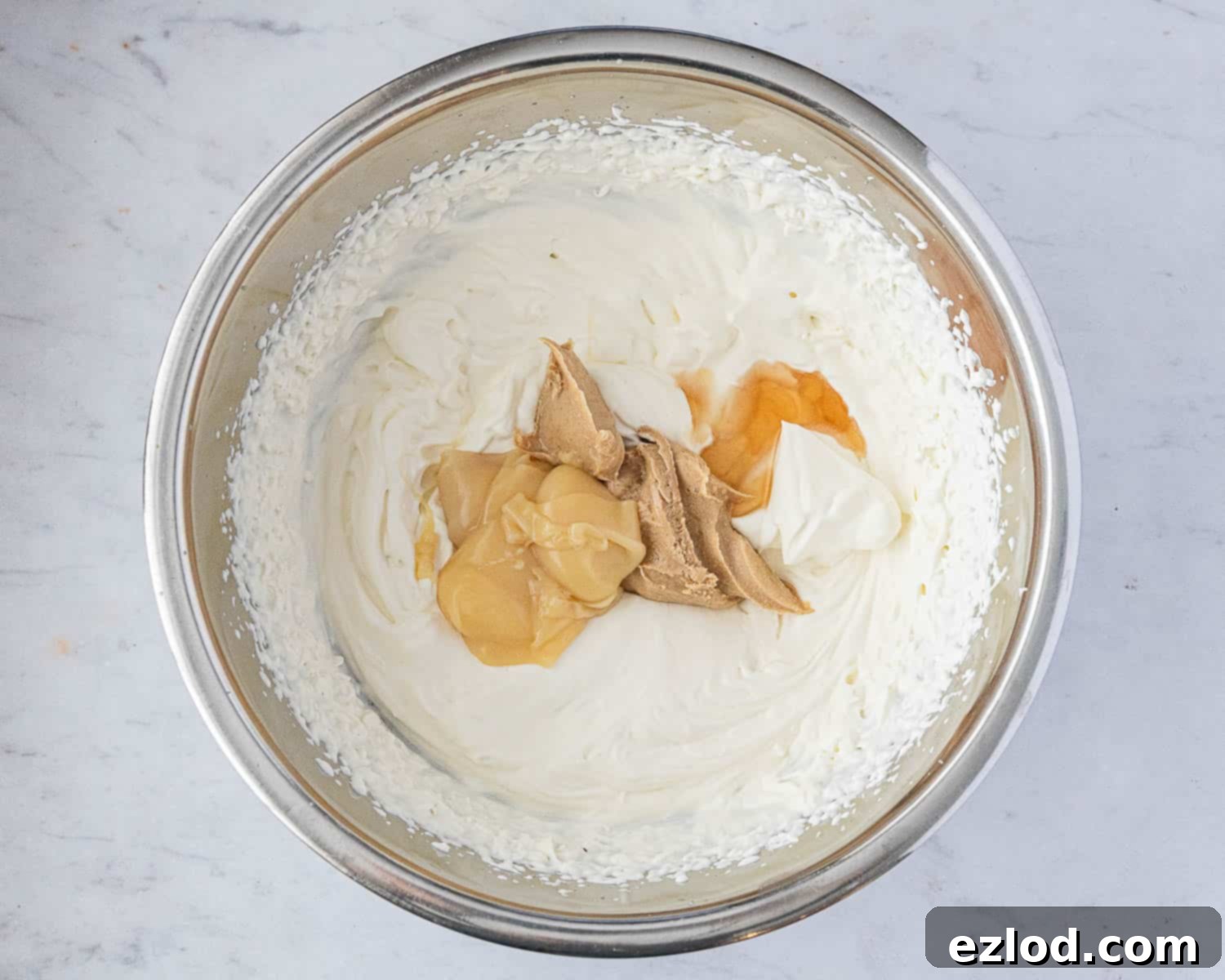 Step 2, the whipped cream with the rest of the ingredients added.