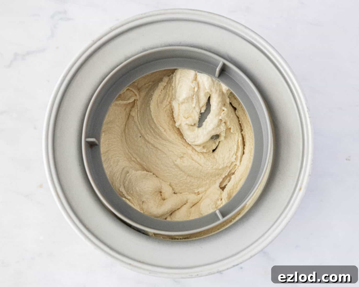 Step 5: Freshly churned vegan rice ice cream, soft and creamy in the ice cream maker.